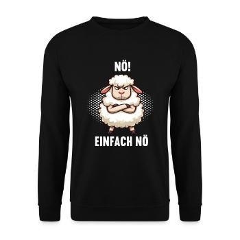 Nö einfach Nö Schaf Schafe Schäfer Schafhalter - Unisex Pullover - Schwarz - Vorne - Alina (178cm) & Michal (187cm)