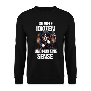 So Viele Idioten Australian Shepherd Aussie hund - Unisex Pullover - Schwarz - Vorne - Alina (178cm) & Michal (187cm)