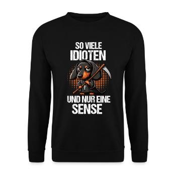 So Viele Idioten Dackel Dachshund Dackelbesitze - Unisex Pullover - Schwarz - Vorne - Alina (178cm) & Michal (187cm)