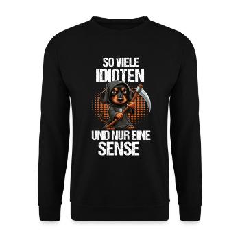 So Viele Idioten Dackel Dachshund Dackelbesitzer - Unisex Pullover - Schwarz - Vorne - Alina (178cm) & Michal (187cm)