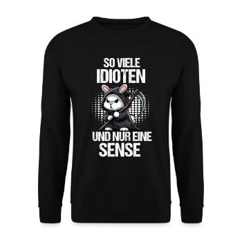 So Viele Idioten Kaninchen Hase Hasen langohr - Unisex Pullover - Schwarz - Vorne - Alina (178cm) & Michal (187cm)