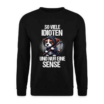 So Viele Idioten Jack Russel terrier Jackie - Unisex Pullover - Schwarz - Vorne - Alina (178cm) & Michal (187cm)