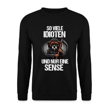 So Viele Idioten Boxer Boxerhalter Boxerliebhaber - Unisex Pullover - Schwarz - Vorne - Alina (178cm) & Michal (187cm)