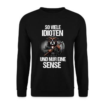 So Viele Idioten Boxer Boxerhalter Boxerliebhaber - Unisex Pullover - Schwarz - Vorne - Alina (178cm) & Michal (187cm)