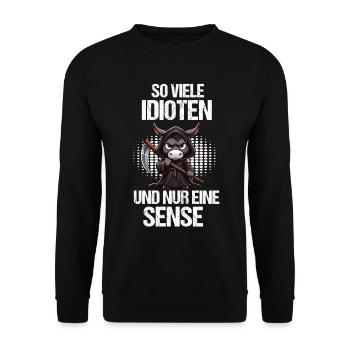 So Viele Idioten Esel Eselchen Eselhalter Muli - Unisex Pullover - Schwarz - Vorne - Alina (178cm) & Michal (187cm)