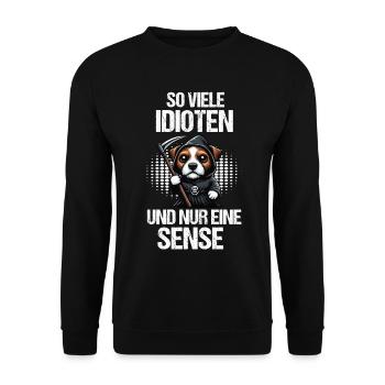 So Viele Idioten Jack Russel terrier Jackie - Unisex Pullover - Schwarz - Vorne - Alina (178cm) & Michal (187cm)
