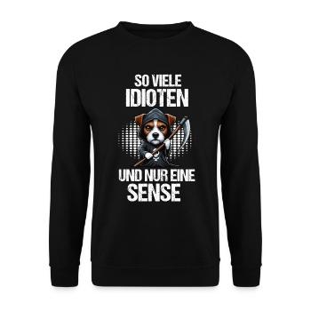 So Viele Idioten Jack Russel terrier Jackie - Unisex Pullover - Schwarz - Vorne - Alina (178cm) & Michal (187cm)