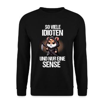 So Viele Idioten Hamster Goldhamster Zwerghamster - Unisex Pullover - Schwarz - Vorne - Alina (178cm) & Michal (187cm)