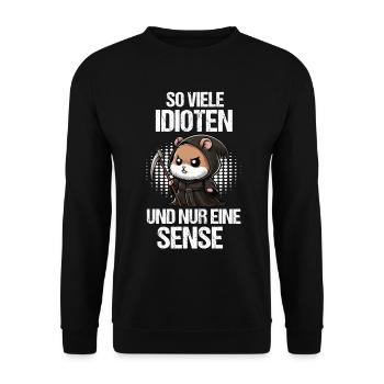 So Viele Idioten Hamster Goldhamster Zwerghamster - Unisex Pullover - Schwarz - Vorne - Alina (178cm) & Michal (187cm)