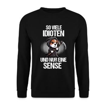 So Viele Idioten Jack Russel terrier Jackie - Unisex Pullover - Schwarz - Vorne - Alina (178cm) & Michal (187cm)