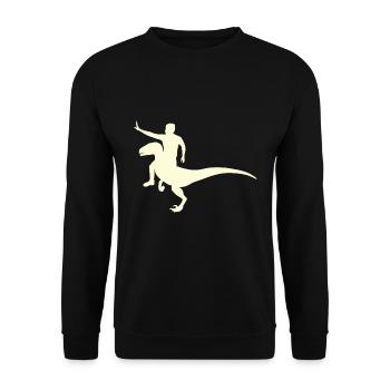 Velociraptor Riding Dinosaur Rider - Unisex Sweatshirt - black - Front - Alina (178cm) & Michal (187cm)