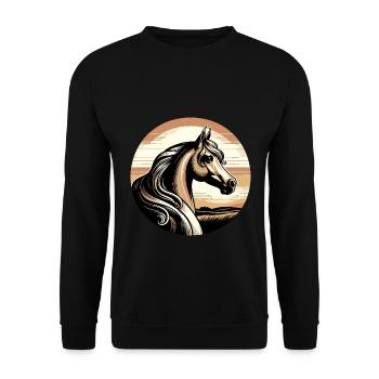 Arabische Pferdekunst - Unisex Pullover - Schwarz - Vorne - Alina (178cm) & Michal (187cm)