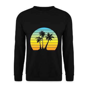 Palm Sun Vintage Vacances Palmiers Rétro Été - Sweat-shirt Unisexe - noir - Devant - Alina (178cm) & Michal (187cm)