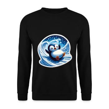 Weihnachtspinguine Kleiner Pinguin Pinguin-Liebhaber - Unisex Pullover - Schwarz - Vorne - Alina (178cm) & Michal (187cm)