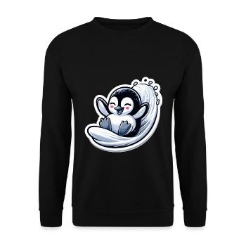 Cute Penguins Little Penguin Penguin Lover - Unisex Sweatshirt - black - Front - Alina (178cm) & Michal (187cm)