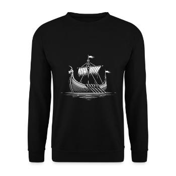 Bateau Viking – Un design parfait pour les Vikings et les - Sweat-shirt Unisexe - noir - Devant - Alina (178cm) & Michal (187cm)