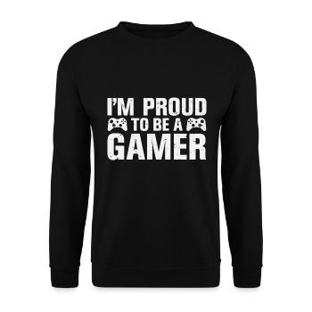 I'm Proud To Be A Gamer - Gamer Spruch - Unisex Pullover - Schwarz - Vorne - Alina (178cm) & Michal (187cm)