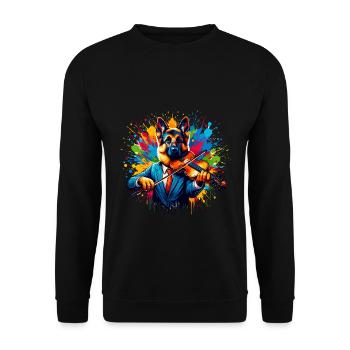 German Shepherd playing violin - Unisex Sweatshirt - black - Front - Alina (178cm) & Michal (187cm)