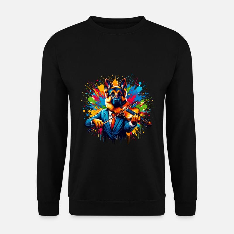 German Shepherd playing violin - Unisex Sweatshirt - black