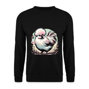 Silkie Chicken Fluffy Chicken Silkies - Unisex Sweatshirt - black - Front - Alina (178cm) & Michal (187cm)
