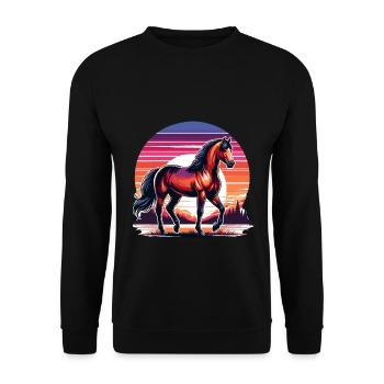 Brown Quarter Horse Art - Unisex Sweatshirt - black - Front - Alina (178cm) & Michal (187cm)