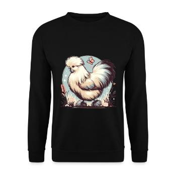 Silkie Chicken Fluffy Chicken Silkies - Unisex Pullover - Schwarz - Vorne - Alina (178cm) & Michal (187cm)