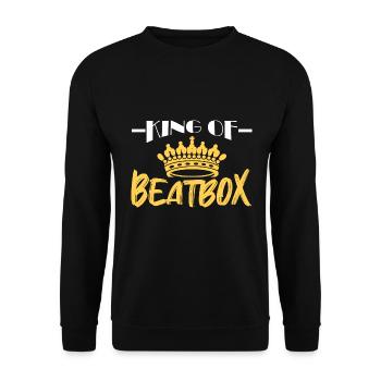 King Of Beatbox Musik Mic Gesang Percussion Retro - Unisex Pullover - Schwarz - Vorne - Alina (178cm) & Michal (187cm)