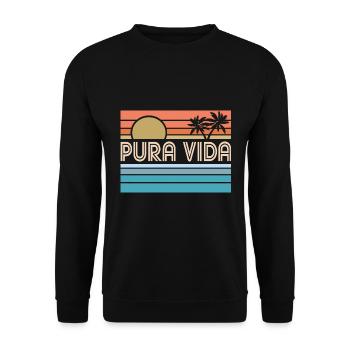 Pura Vida Costa Rica Coucher de soleil 70s 80s Surfeur Été - Sweat-shirt Unisexe - noir - Devant - Alina (178cm) & Michal (187cm)