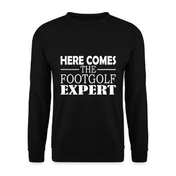 Here Comes The Footgolf Expert - Unisex Pullover - Schwarz - Vorne - Alina (178cm) & Michal (187cm)