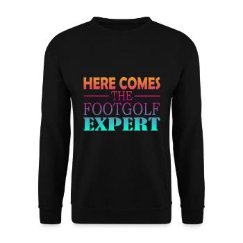Here Comes The Footgolf Expert - Unisex Pullover - Schwarz - Vorne - Alina (178cm) & Michal (187cm)