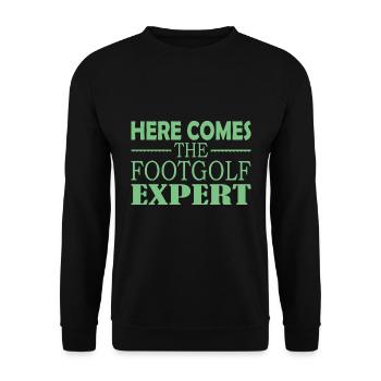 Here Comes The Footgolf Expert - Unisex Pullover - Schwarz - Vorne - Alina (178cm) & Michal (187cm)