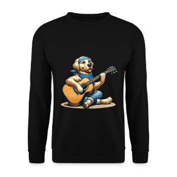 Golden Retriever playing Guitar - Unisex Sweatshirt - black - Front - Alina (178cm) & Michal (187cm)