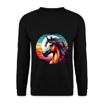 Arabische Pferdekunst - Unisex Pullover - Schwarz - Vorne - Alina (178cm) & Michal (187cm)