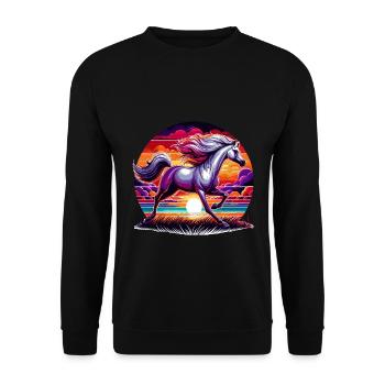 Arabische Pferdekunst - Unisex Pullover - Schwarz - Vorne - Alina (178cm) & Michal (187cm)
