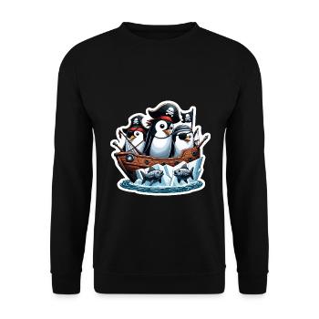 Lustige Pinguine Piraten Pinguin Kinder Geschenk - Unisex Pullover - Schwarz - Vorne - Alina (178cm) & Michal (187cm)