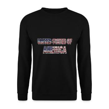 United States of America USA Schriftzug - Unisex Pullover - Schwarz - Vorne - Alina (178cm) & Michal (187cm)