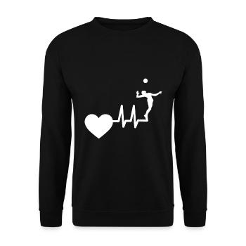 Volleyball Beachvolleyball Herzschlag Volleyballer - Unisex Pullover - Schwarz - Vorne - Alina (178cm) & Michal (187cm)