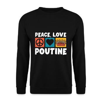 Kanadische Poutine Pommes Frites Mittagessen - Unisex Pullover - Schwarz - Vorne - Alina (178cm) & Michal (187cm)