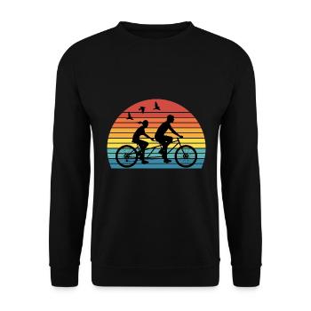 Retro Tandem Bicycle Twin Two-Seater - Unisex Sweatshirt - black - Front - Alina (178cm) & Michal (187cm)