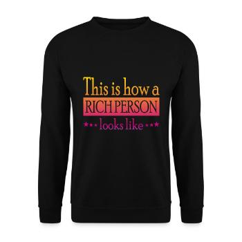 This is how a Rich Person looks like - Unisex Pullover - Schwarz - Vorne - Alina (178cm) & Michal (187cm)