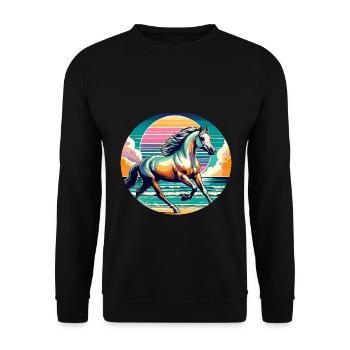 Arabische Pferdekunst - Unisex Pullover - Schwarz - Vorne - Alina (178cm) & Michal (187cm)