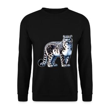 Schneeleopard Leopard Weißer Leopard - Unisex Pullover - Schwarz - Vorne - Alina (178cm) & Michal (187cm)
