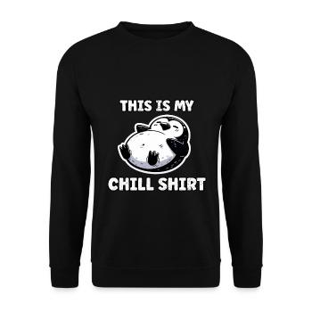 Chemise de nuit drôle Chemise de nuit pingouin Sommeil - Sweat-shirt Unisexe - noir - Devant - Alina (178cm) & Michal (187cm)