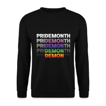 pride month demon / Funny Gay Wortspiel - Unisex Sweatshirt - black - Front - Alina (178cm) & Michal (187cm)