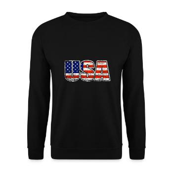 Drapeau USA lettrage vintage - Sweat-shirt Unisexe - noir - Devant - Alina (178cm) & Michal (187cm)
