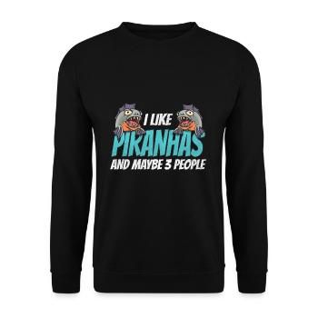 Piranha Geschenk - Unisex Pullover - Schwarz - Vorne - Alina (178cm) & Michal (187cm)