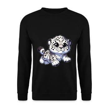 Schneeleopard Leopard Weißer Leopard - Unisex Pullover - Schwarz - Vorne - Alina (178cm) & Michal (187cm)