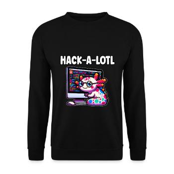 Funny Coding Axolotl Programming Gift - Unisex Sweatshirt - black - Front - Alina (178cm) & Michal (187cm)