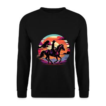 Cavalier de Quarter Horse - Sweat-shirt Unisexe - noir - Devant - Alina (178cm) & Michal (187cm)