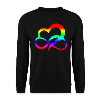 Regenbogen Herz - Unisex Pullover - Schwarz - Vorne - Alina (178cm) & Michal (187cm)